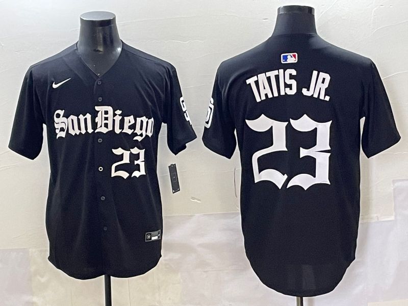 Men 2025 San Diego Padres #23 Tatis jr Black Five generations Joint Name Nike MLB Jersey style 8